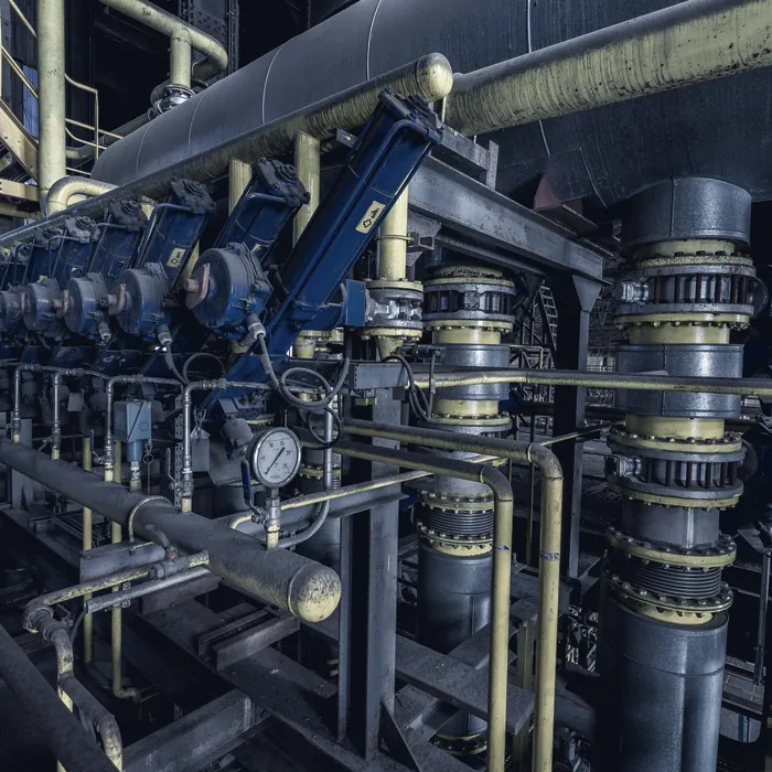 Industrial plant with pipework and gauges